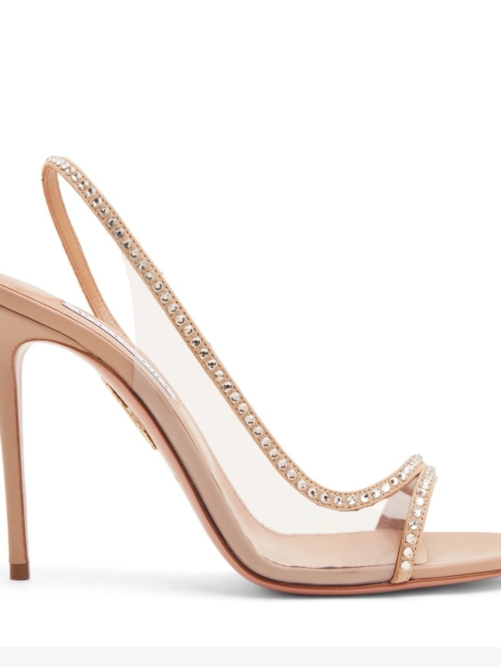 Aquazzura Nude Crystal-Trim PVC Slingback Stiletto
